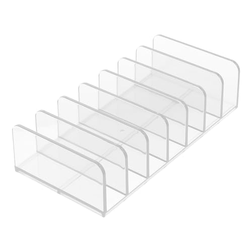HOLIDYOYO Organizador de Maquillaje Transparente de Acrílico 7 Compartimentos Pequeños, Estante Portátil para Paletas, Cosméticos y Almacenamiento de Escritorio, Adecuado para Uso en Baño