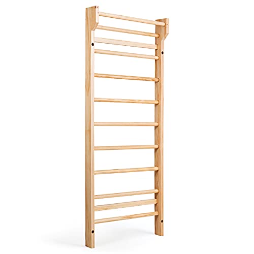 GYMAX Échelle Suédoise en Bois 100KG Chargé 195x80x14cm Durable Espalier de Gymnastique Mural Exercises à Domicile