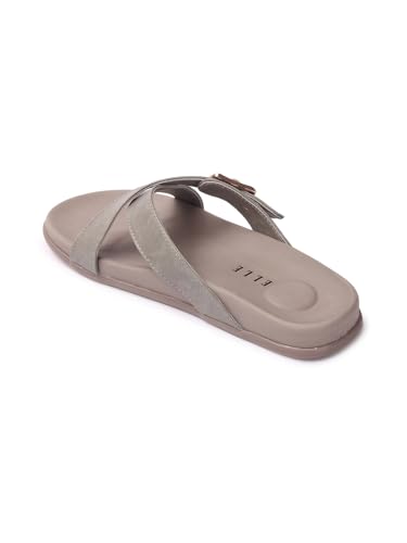 Image of ELLE Women's Flats Slip-On Sandals with Buckle Detail