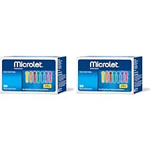 Ascensia MICROLET Lancets for Glucose Blood Testing 28-Gauge Silicone-Coated, Multi-Colored, Sterile, Single Use Lancets for Diabetes Blood Glucose Testing, 100 Count Pack of 2