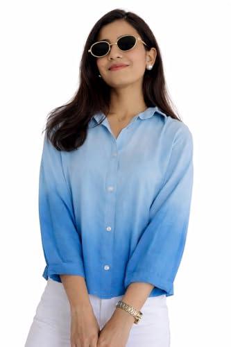 Image of Women's Korean Style 3 /4 Sleeve Oversized Button Down|| Workwear Top Shirt for Office & Casual Wear Women Shirt || Shirt for Woman || Top for Women (L-98-101)
