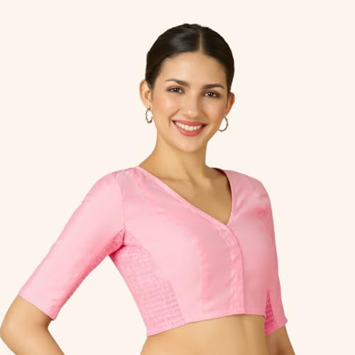 Image of Studio Shringaar Women's Cotton Stretchable (Smocked) Readymade Saree Blouse with Underarm Sweat Pads (Pack of 14 Pads)