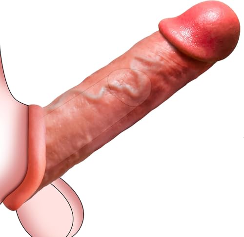 CondóN De Silicona Para Hombres Pareja preservativo Realista Largo Y Engrosado CondóN De Silicona MéDica De EyaculacióN TardíA Reutilizable, Hi1