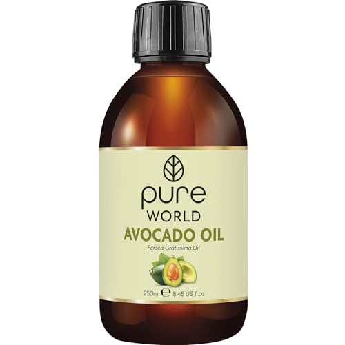 Pure World Natural Avocado Oil 250ML Cold Pressed Freshly Pressed Premium Bottled in the UK 100% Pure & Natural Nourishing Skin, Hair, Nails Vegan