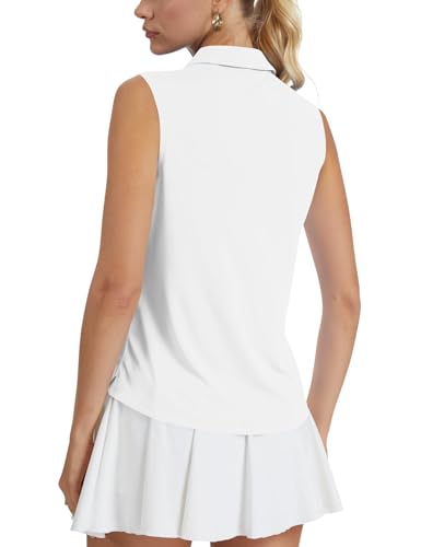 Image of Idtswch Women's Sleeveless Golf Polo Shirts V-Neck Collared UPF 50+ Quick Dry Lightweight Workout Athletic Tennis Tops