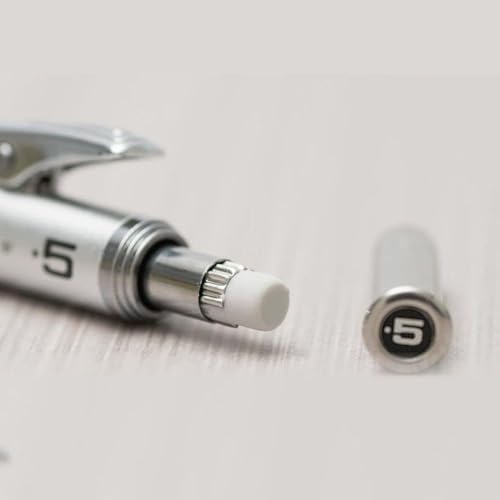 Image of 1000 0.5 MM Mechanical Drafting Pencil | Metal Clip With Retractable Mechanism | Dual Metal & Rubber Grip | Pack Of 1 | Silver & Black (PG1015)
