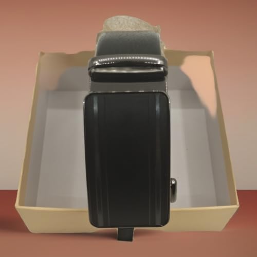 Men's Genuine Leather Ratchet Belt with Automatic Buckle, Black2