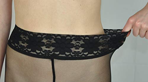 Image of Gatta SHEER TIGHTS | Womens Pantyhose with Comfy Elastic Lace Waistband SOFTI-COMFI 30 (Made in Europe)
