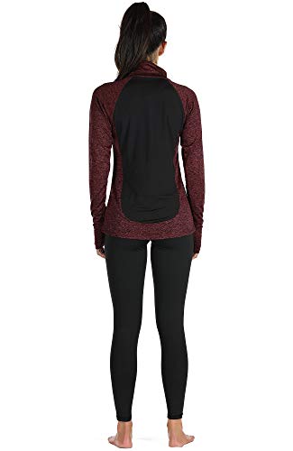 Icyzone Women's Workout Yoga Track Jacket 1/2 Zip Long Sleeve Running Shirt (L, Purplish Red) #TOP3