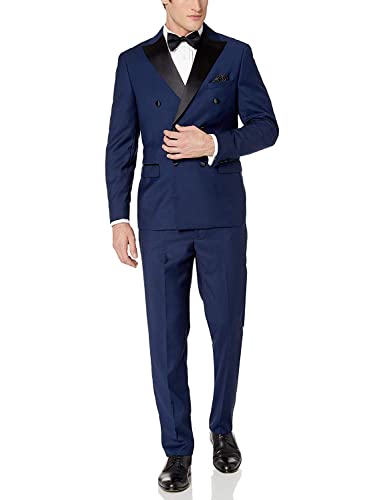 Adam Baker Men’s Slim Fit Double Breasted Peak Lapel 2-Piece Tuxedo Suit Set