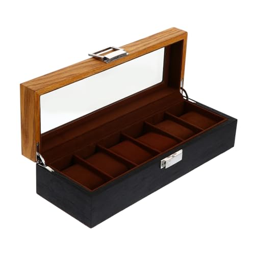 Boîte à montres bois vintage Healvian coffret de rangement compact et présentoir bijoux rétro