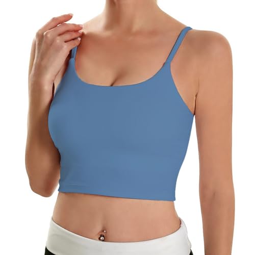 Image of ECOPARTY Wirefree Padded Yoga Sports Bra for Women - Moisture Wicking Quick Dry Workout Crop Tank Camisole