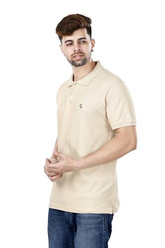 Image of KAUS & SHAN Men's Pure Cotton Regular Fit Solid Half Sleeve Casual & Semi Formal Office Wear Polo T-Shirt