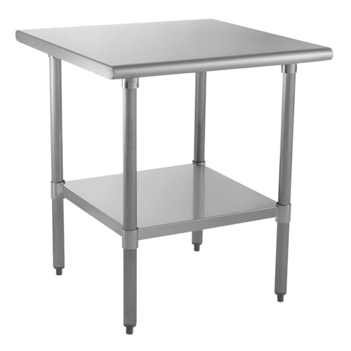 Kratos Commercial Worktable, All-Stainless Steel Kitchen Prep Table with Undershelf, 30"Dx30"W, NSF, 16ga/304SS (28W-187)