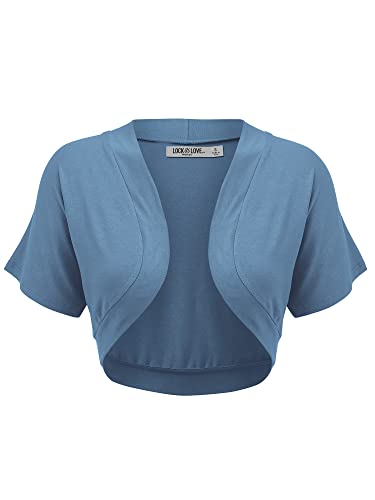 Image of Lock and Love Women's Versatile Open Front Lightweight Short Sleeve Bolero Shrug