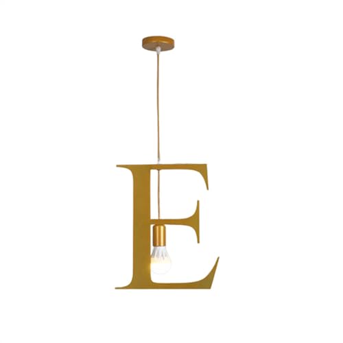 Lampe suspendue minimaliste et créative dorée, décoration de tête de lit, suspension en fer en forme de lettre E, lustre suspendu, convient pour un hall...