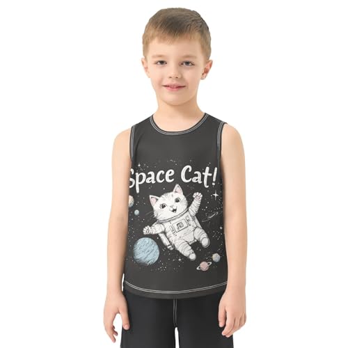 Cat Planets Starry Black Boys Tank Tops Sleeveless Tank Top Shirts Undershirts for Boy,3T2