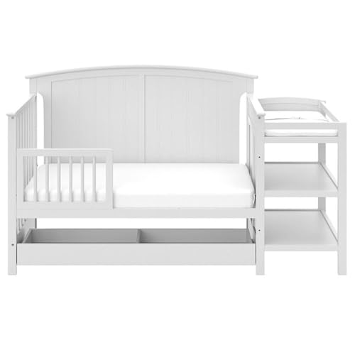 Storkcraft Steveston 5-in-1 Convertible Crib and Changer with Drawer (White) – GREENGUARD Gold Certified, Crib and Changing -Table Combo with Drawer, Converts to Toddler Bed, Daybed and Full-Size Bed - Image 5