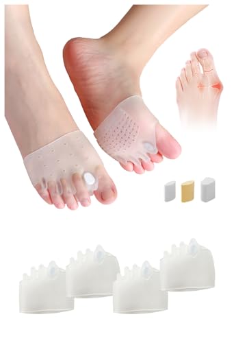 Hewaomm Adjustable Hyggear Silicone Toe Separators, 2 Pairs Spacers Bunion Corrector for Women Men, Ball of Foot Cushions for Overlapping Hammer Big Toes
