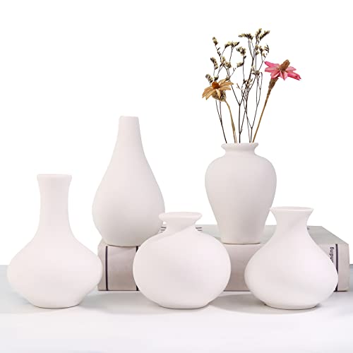 Vase Weiß Matt, Vase Deko Set Wohnzimmer Modern Boho Style Kerami...