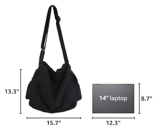 Image of KlaOYer Canvas Messenger Bag Large Hobo Bag Crossbody Shoulder Bag Tote Bag with Pocket for Women and Men