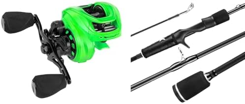 KastKing Zephyr Baitcasting Fishing Reel, Right Handed, Green & KastKing Crixus Fishing Rods, Casting Rod 6ft -Medium - Fast-2pcs