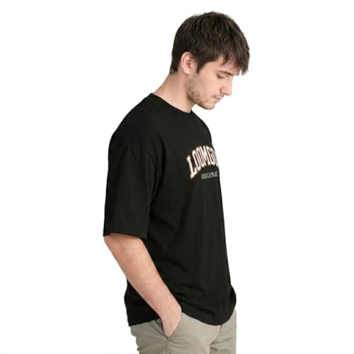 Image of Original Heavyweight Oversized T-Shirt for Men - 240 GSM Cotton, Boxy Fit Drop Shoulder Streetwear Tee, Varsity Graphic Crew Neck