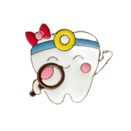 Image of 3 Pieces /5 Pieces Set Cute Tooth Pin Brooch Alloy Beautiful Enamel Pin Badge Dental Mirror Brooch Women's Men's Personality Fashion Style Doctor Dentist Uniform Brooch Gift (3pcs)