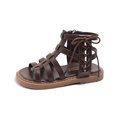 Toddler Girls Gladiator High Top Sandals Soft Rubber Princess Flat Shoes Summer Flower Girl Side Zipper Shoes - Main Image