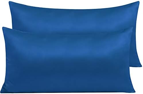 NTBAY 2 Pack Zippered Satin Pillow Cases for Hair and Skin, Luxury Standard Hidden Zipper Pillowcases Set of 2, 50x75 cm, Dark Green