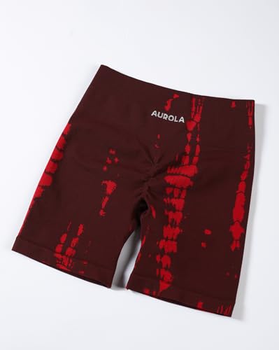 Image of AUROLA Serpent Seamless Scrunch Workout Shorts for Women,Tummy Control Squat Proof Ribbed Thick Active Gym Short