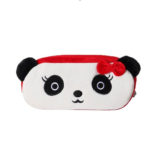 Image of HSYHERE Creative Cute Lovely Funny Happy Animals Bear Frog Face Fruit Strawberry Watermelon Soft Stuffed Surface Clothes Zipper Pencil Box Pencil Case Pencil Holder Pouch Pen Bag - Panda