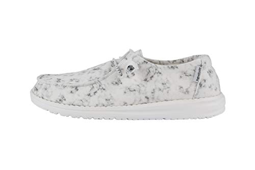 Image of HEYDUDE Women's Wendy Print White Black Marble Size 5 | Women's Shoes | Women's Lace Up Loafers | Comfortable & Light-Weight