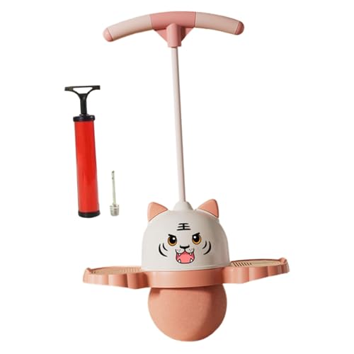 Yiju Tiger Pogo Ball with Handle, Exercise Pogo Stick for Boys Girls Jump Board with Pump Pogo Bouncing Ball for Toys Workout, Pink
