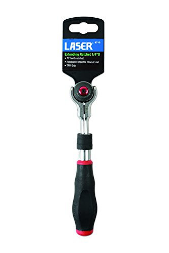 Laser 6713 Extending Swivel Head Ratchet 1/4"D, Silver - Image 3