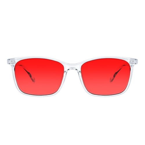 TIJN Sleep Glasses for 99.9% Blue Green Light Blocking Dual AR Coatings Red Lens for Computer Gaming Reduce Eyestrain, TR90