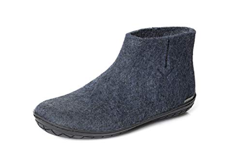 glerups dk Unisex - Erwachsene Filz-Hausschuh GR, Damen,Herren Hausschuh,Huettenschuh, Schafwolle, rutschfeste Gummisohle Blau (denim), 46 EU / 11 UK Cover