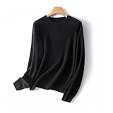 TOSOFT Jersey De Lana Merina De 100% Sin Costuras For Mujer 26 Recuentos Prendas De Punto Finas Camiseta Interior Básica Tops (Color : Black, Size : M/Medium)