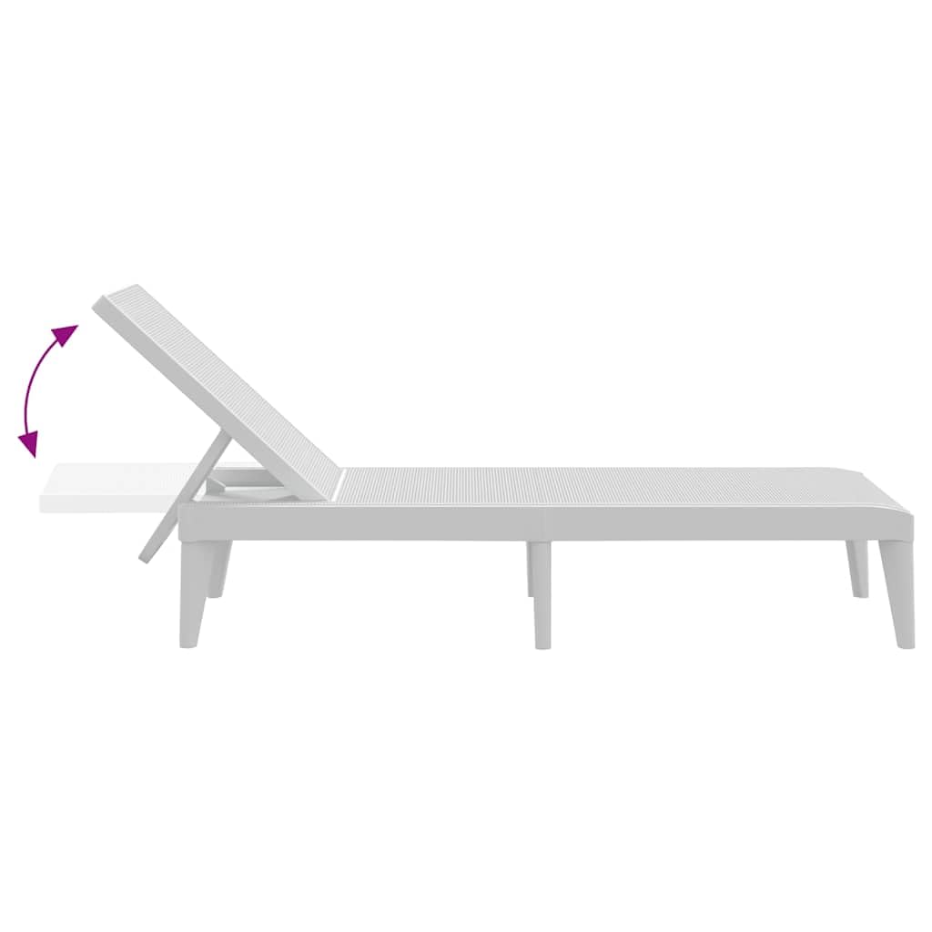 SYDE Leżanka PP biała 186 x 60 x 29 cm | Oparcie rozkładane w 4 pozycjach, wykończenie jutowe, lekkie, odporne na promieniowanie UV, bez poduszki