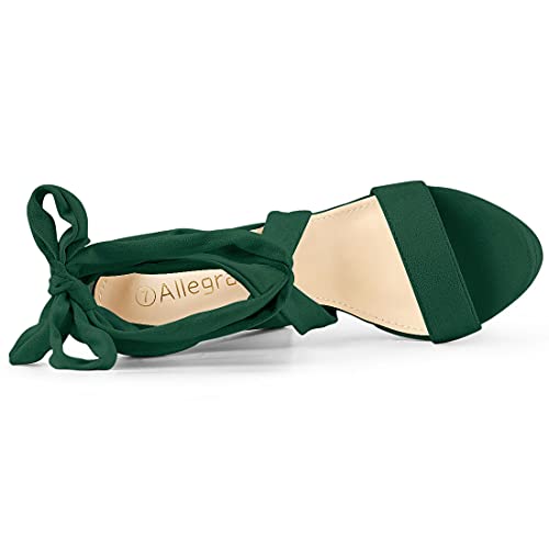 Allegra K Allegra K Women's Lace Up Platform Emerald Green Block Heels Sandals - 9.5 m US
