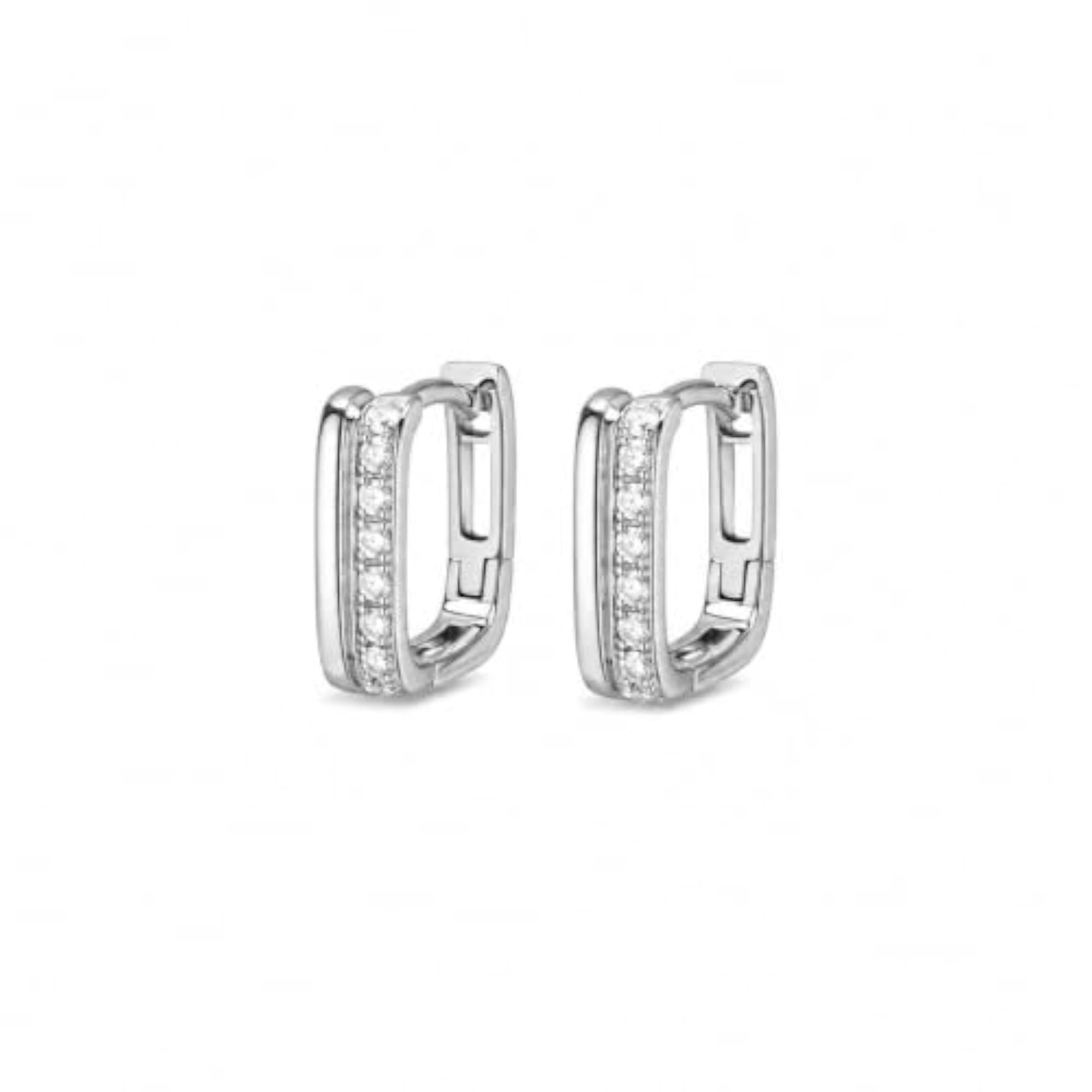 Women's 925 Sterling Silver Sparkling Hoop Earrings, Zircon