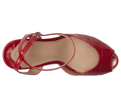 LAUREN Ralph Lauren Women's Kyla Crocodile-Embossed Leather Sandal2