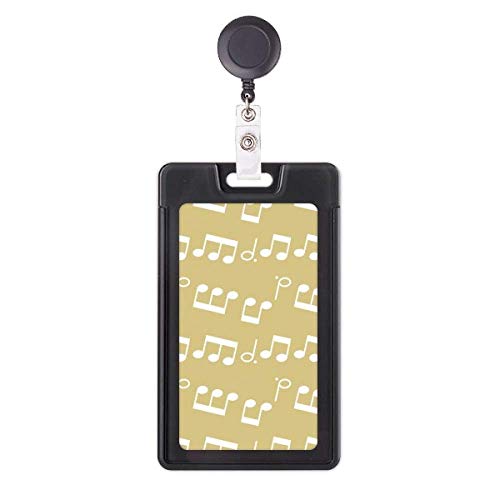 Étui rétractable pour badge notes de musique blanc avec cordon extensible