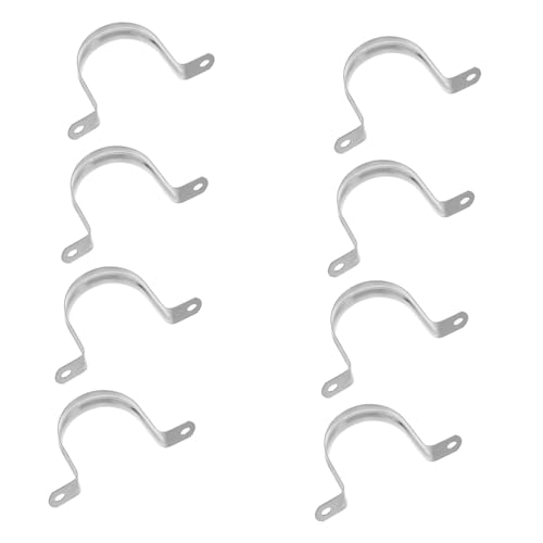 Cabilock 10pcs Clamp Line Card Fixing Tools Saddle Clamp Hanger Strap Clip Flue Fixing Bracket Support Bracket Steel Fasteners U Bracket Stainless Steel Silver