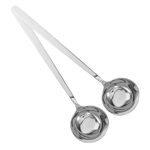 SMASOLO 2 Cucharas Redondas De Mango Largo Con Oblicuo De Acero Inoxidable Para Cocinar Para Servir Sopa Para Ollas Calientes Profesionales De Acero Inoxidable 316 Color