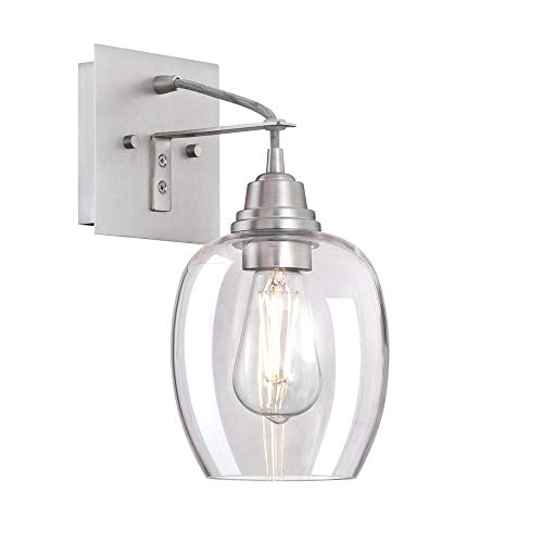 Image of Westinghouse 6574000 Eldon One-Light Indoor Wall Fixture, Aluminum Finish with Clear Glass, Brushed Nickel