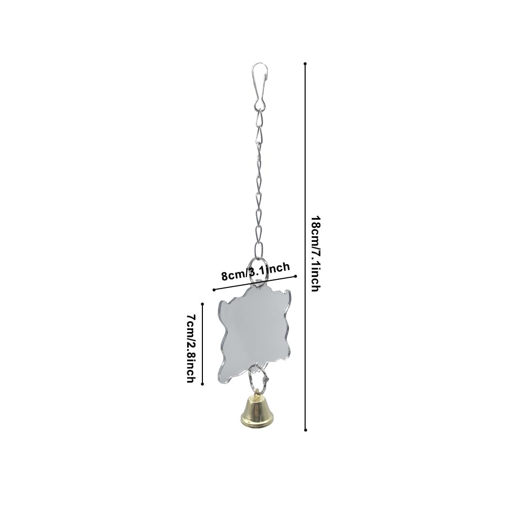 2PCS Bird Mirror Toy, Acrylic Hanging Mirror Toy with Bell for Small Medium Parakeet Cockatiel Finch Lovebird Conure Budgie Cockatoo - Image 4