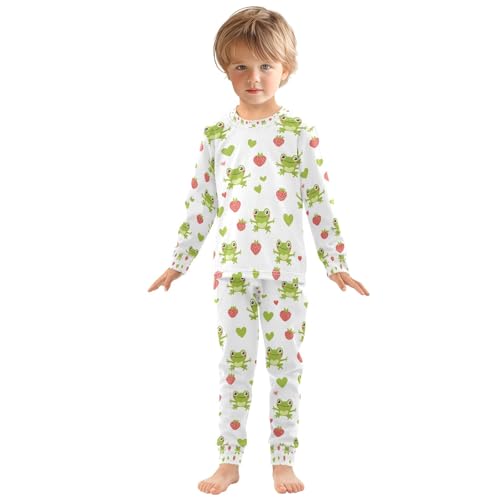 senya Frog with Strawberry Pajamas Set Long Sleeve Soft Cotton Sleepwear 2 Piece3