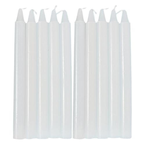 Velas cónicas: juego 10 velas naturales combustión larga, cortas rojas y blancas, llama limpia para mayor seguridad, opción de iluminación crisis confiable, kit suministros
