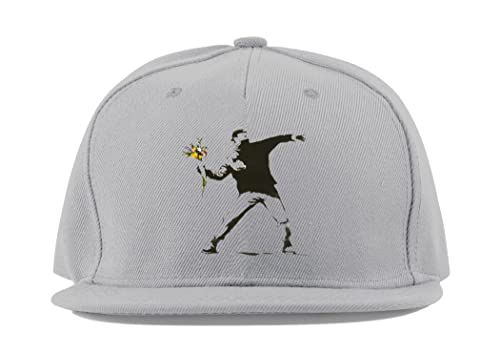 Casquette de sport respirante street art Banksy en coton gris avec visière plate protectrice